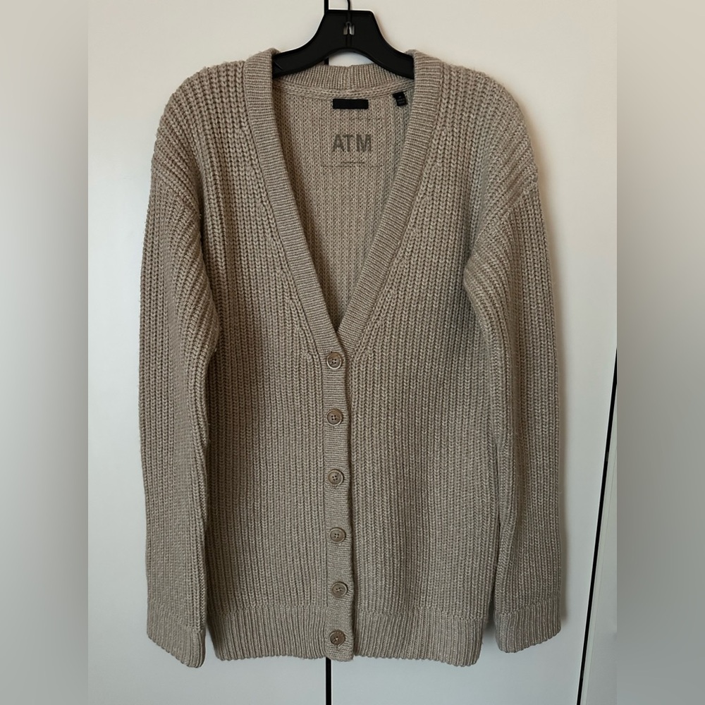 ATM Anthony Thomas Melillo V Neck Wool Cashmere Oversized Chunky Cardigan M